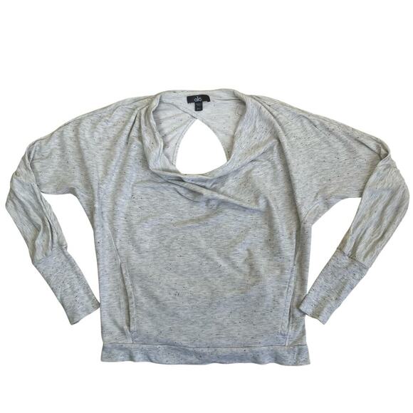 Alo Yoga Sz S Petite Cowl Neck Open Back Pullover Sweatshirt Speckled Grey - Picture 7 of 14